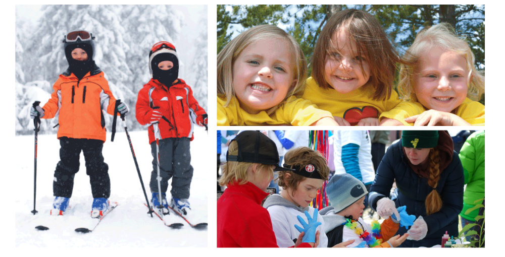 Kids skiing, at camp and doing various activities